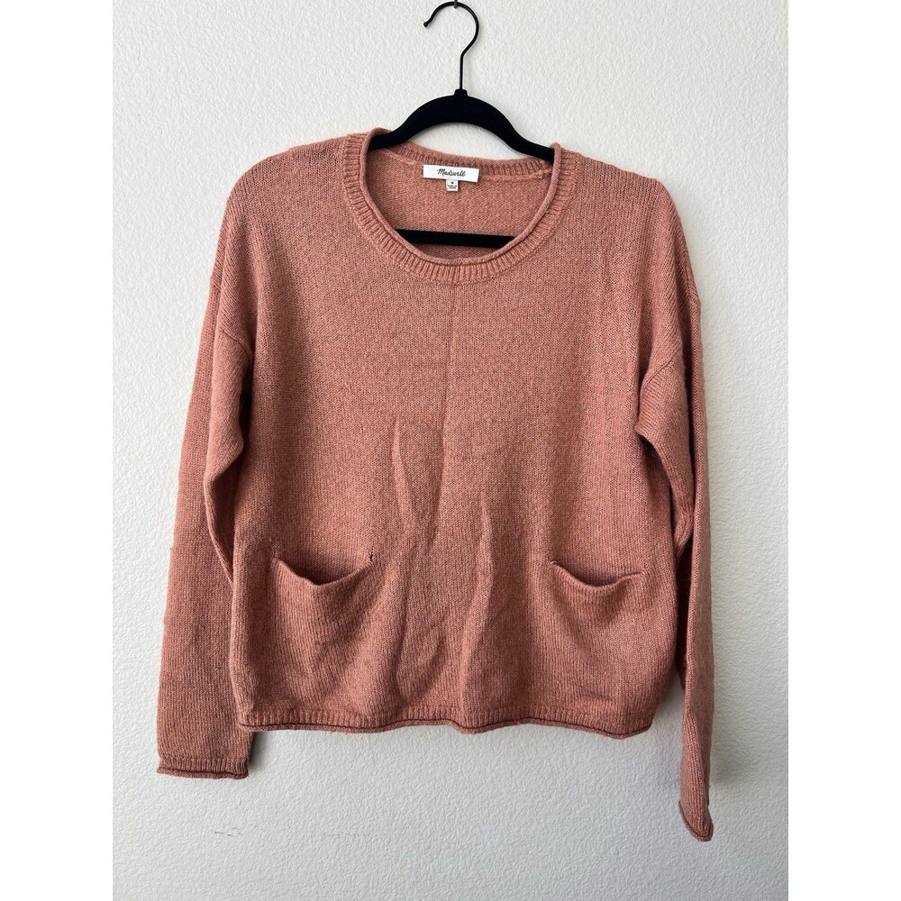 Madewell Chelsea Alpaca Blend Pocket Pullover Sweater Sweet Dahlia Pink Size M